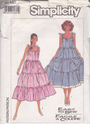 8069 SIMPLICITY EASY STRAPPY TIERED FLARE SUN DRESS PATTERN  MED 14,16 UNCUT